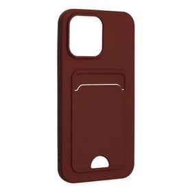 Newface iPhone 14 Pro Kelvin Kartvizitli Silikon Bordo Kılıf