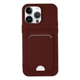 Newface iPhone 14 Pro Kelvin Kartvizitli Silikon Bordo Kılıf