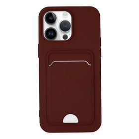Newface iPhone 14 Pro Kelvin Kartvizitli Silikon Bordo Kılıf