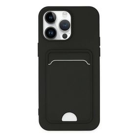 Newface iPhone 14 Pro Kelvin Kartvizitli Silikon Siyah Cep Telefonu Kılıfı