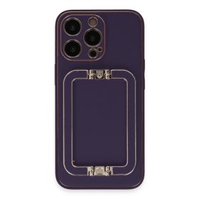 Newface iPhone 14 Pro Max Coco Elit Kapak Derin Mor Kılıf