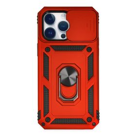 Newface iPhone 14 Pro Pars Lens Yüzüklü Silikon Kırmızı Kılıf