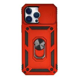 Newface iPhone 14 Pro Pars Lens Yüzüklü Silikon Kırmızı Kılıf