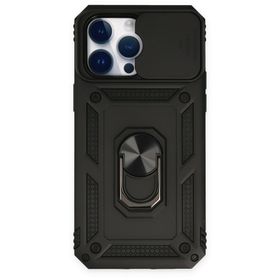 Newface iPhone 14 Pro Pars Lens Yüzüklü Silikon Siyah Kılıf