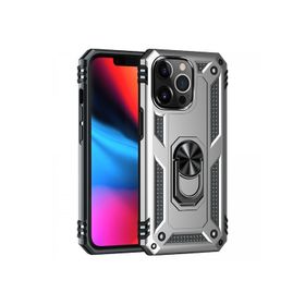 Newface iPhone 14 Pro Sofya Yüzüklü Silikon Kapak Gümüş Kılıf