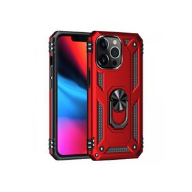 Newface iPhone 14 Pro Sofya Yüzüklü Silikon Kapak Kırmızı Kılıf