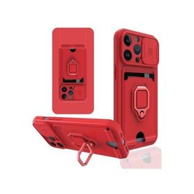 Newface iPhone 14 Pro Zuma Kartvizitli Yüzüklü Silikon Kırmızı Kılıf