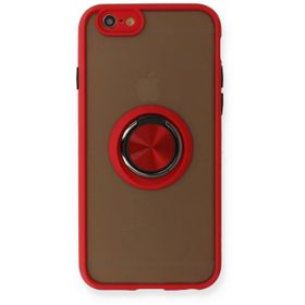 Newface iPhone 6 Montreal Yüzüklü Silikon Kapak Kırmızı Kılıf