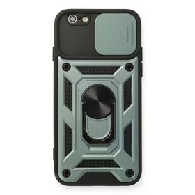 Newface iPhone 6 Pars Lens Yüzüklü Silikon Yeşil Cep Telefonu Kılıfı