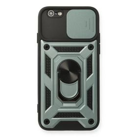 Newface iPhone 6 Pars Lens Yüzüklü Silikon Yeşil Cep Telefonu Kılıfı