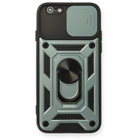Newface iPhone 6 Pars Lens Yüzüklü Silikon Yeşil Cep Telefonu Kılıfı