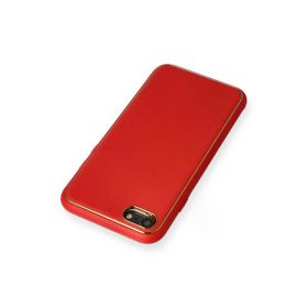 Newface iPhone 7 Coco Deri Silikon Kapak Kırmızı Cep Telefonu Kılıfı