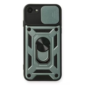 Newface iPhone 7 Pars Lens Yüzüklü Silikon Yeşil Cep Telefonu Kılıfı
