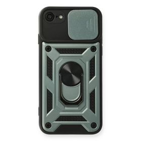 Newface iPhone 7 Pars Lens Yüzüklü Silikon Yeşil Cep Telefonu Kılıfı