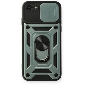 Newface iPhone 7 Pars Lens Yüzüklü Silikon Yeşil Cep Telefonu Kılıfı