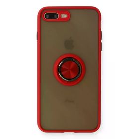 Newface iPhone 7 Plus Montreal Yüzüklü Silikon Kapak Kırmızı Kılıf