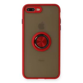 Newface iPhone 7 Plus Montreal Yüzüklü Silikon Kapak Kırmızı Kılıf