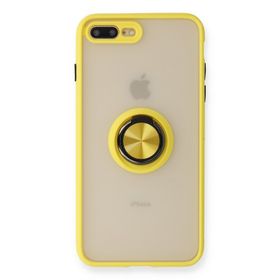 Newface iPhone 7 Plus Montreal Yüzüklü Silikon Kapak Sarı Kılıf