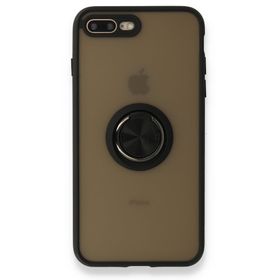 Newface iPhone 7 Plus Montreal Yüzüklü Silikon Kapak Siyah Kılıf
