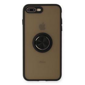 Newface iPhone 7 Plus Montreal Yüzüklü Silikon Kapak Siyah Kılıf