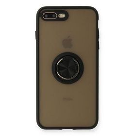 Newface iPhone 7 Plus Montreal Yüzüklü Silikon Kapak Siyah Kılıf
