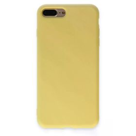 Newface iPhone 7 Plus Nano İçi Kadife Silikon - Sarı Cep Telefonu Kılıfı
