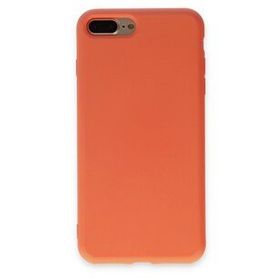Newface iPhone 7 Plus Nano İçi Kadife Silikon - Turuncu Cep Telefonu Kılıfı