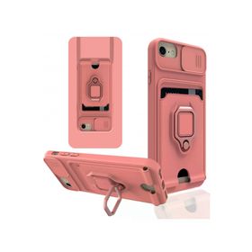 Newface iPhone 7 Zuma Kartvizitli Yüzüklü Silikon Pembe Kılıf