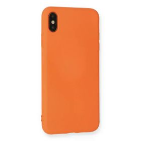 Newface iPhone X Nano İçi Kadife Silikon - Turuncu Cep Telefonu Kılıfı