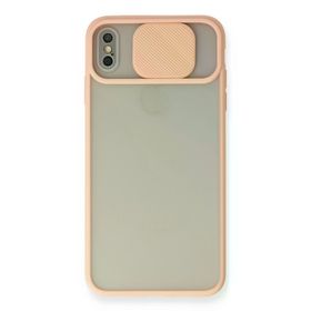 Newface iPhone X Palm Buzlu Kamera Sürgülü Silikon - Pembe Kılıf