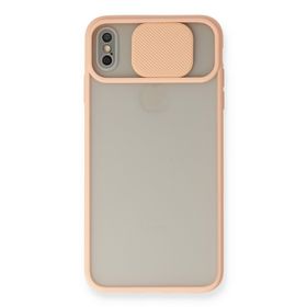 Newface iPhone X Palm Buzlu Kamera Sürgülü Silikon - Pembe Kılıf