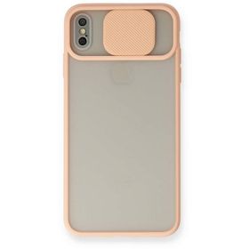 Newface iPhone X Palm Buzlu Kamera Sürgülü Silikon - Pembe Kılıf