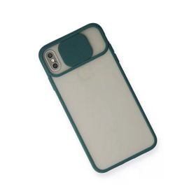 Newface iPhone X Palm Buzlu Kamera Sürgülü Silikon Yeşil Cep Telefonu Kılıfı