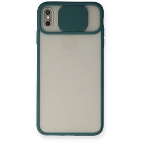 Newface iPhone X Palm Buzlu Kamera Sürgülü Silikon Yeşil Cep Telefonu Kılıfı