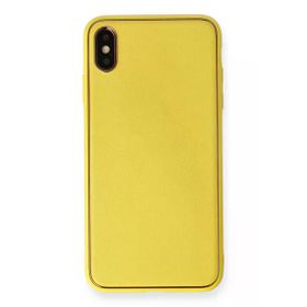 Newface iPhone XS Max Coco Deri Silikon Kapak Sarı Cep Telefonu Kılıfı