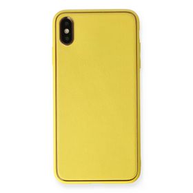 Newface iPhone XS Max Coco Deri Silikon Kapak Sarı Cep Telefonu Kılıfı