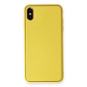 Newface iPhone XS Max Coco Deri Silikon Kapak Sarı Cep Telefonu Kılıfı