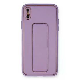 Newface iPhone XS Max Coco Deri Standlı Kapak Koyu Lila Cep Telefonu Kılıfı