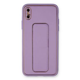 Newface iPhone XS Max Coco Deri Standlı Kapak Koyu Lila Cep Telefonu Kılıfı