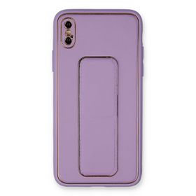 Newface iPhone XS Max Coco Deri Standlı Kapak Koyu Lila Cep Telefonu Kılıfı