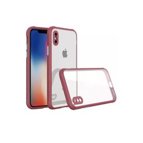 Newface iPhone XS Max Miami Şeffaf Silikon Fuşya Cep Telefonu Kılıfı