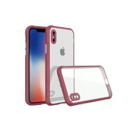 Newface iPhone XS Max Miami Şeffaf Silikon Fuşya Cep Telefonu Kılıfı
