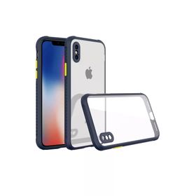 Newface iPhone XS Max Miami Şeffaf Silikon Lacivert Cep Telefonu Kılıfı