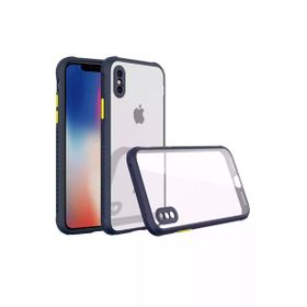 Newface iPhone XS Max Miami Şeffaf Silikon Lacivert Cep Telefonu Kılıfı