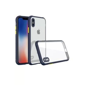 Newface iPhone XS Max Miami Şeffaf Silikon Lacivert Cep Telefonu Kılıfı