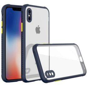 Newface iPhone XS Max Miami Şeffaf Silikon Lacivert Cep Telefonu Kılıfı