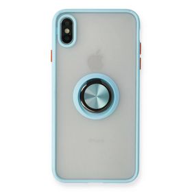 Newface iPhone XS Max Montreal Yüzüklü Silikon Kapak - Buz Mavi Kılıf