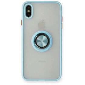 Newface iPhone XS Max Montreal Yüzüklü Silikon Kapak - Buz Mavi Kılıf