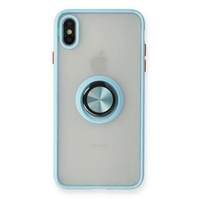 Newface iPhone XS Max Montreal Yüzüklü Silikon Kapak - Buz Mavi Kılıf