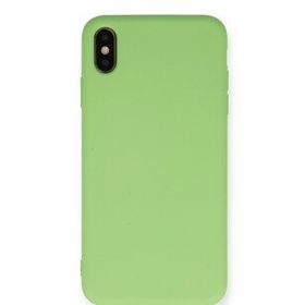 Newface iPhone Xs Max Nano Içi Kadife Silikon - Açık Yeşil Cep Telefonu Kılıfı